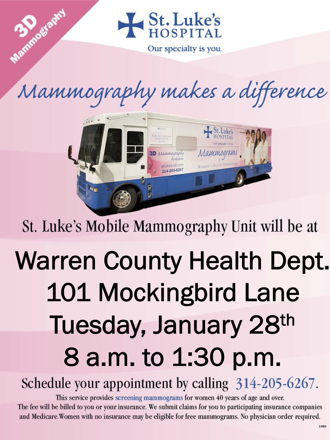 St. Luke’s Mobile Mammography Van – January 28th | Warren County Health ...