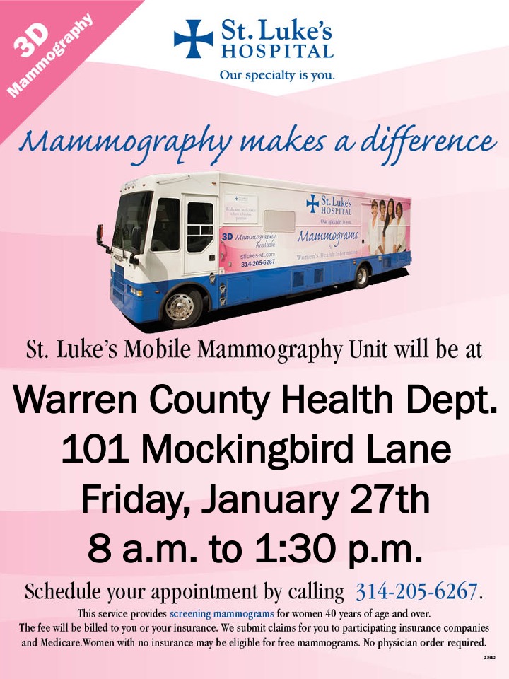 St. Luke’s Mobile Mammography Van – January 27th | Warren County Health ...